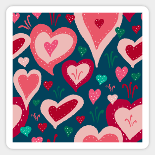 Red Pink Green Hearts with White Dots Sticker